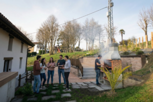 Kamiñone landetxearen zerbitzuak 5 Servicios de la casa rural Kamiñone: área ajardinada con pozo zen en Goierri